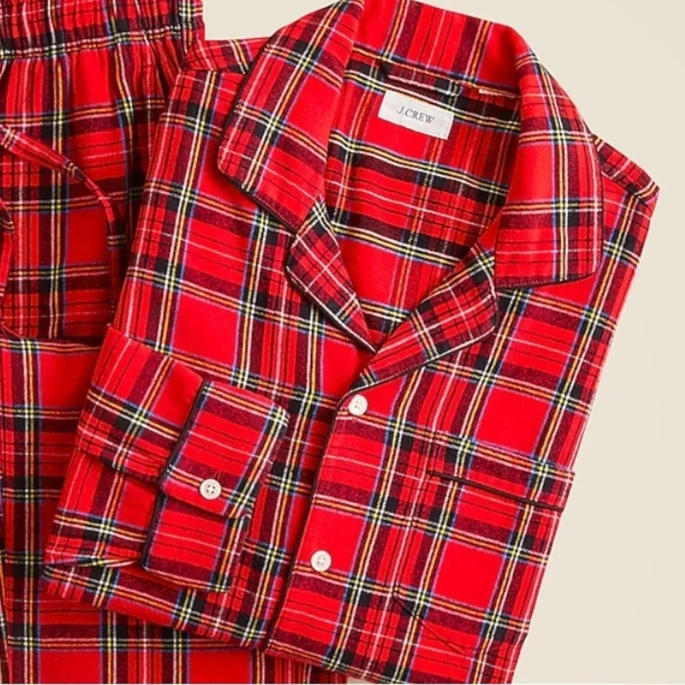 NWOT j crew Flannel pajama top Vintage Red Multi